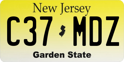 NJ license plate C37MDZ