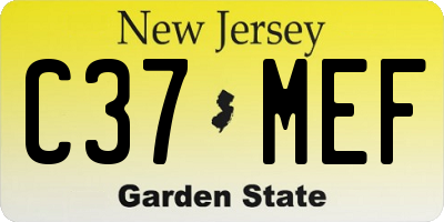 NJ license plate C37MEF