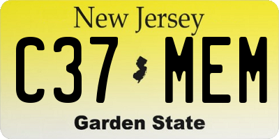 NJ license plate C37MEM