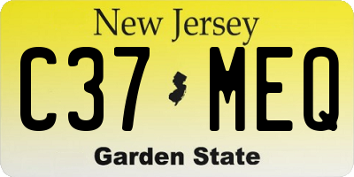 NJ license plate C37MEQ