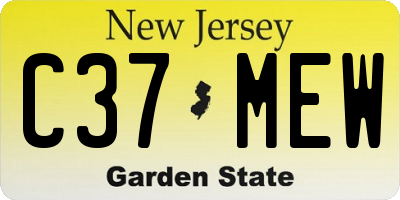 NJ license plate C37MEW