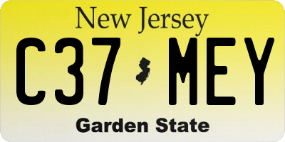 NJ license plate C37MEY