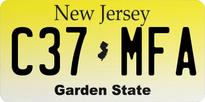 NJ license plate C37MFA