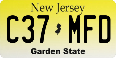 NJ license plate C37MFD