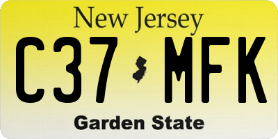 NJ license plate C37MFK