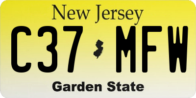 NJ license plate C37MFW