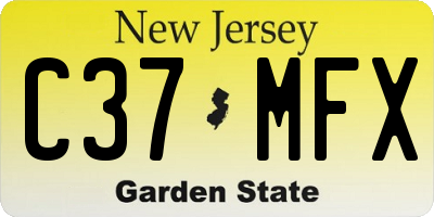 NJ license plate C37MFX