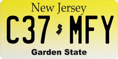 NJ license plate C37MFY