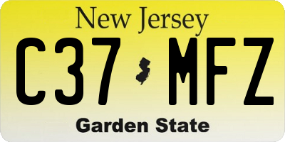 NJ license plate C37MFZ