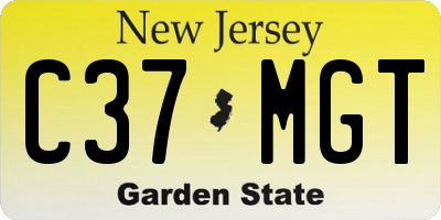 NJ license plate C37MGT