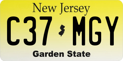 NJ license plate C37MGY