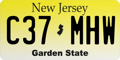 NJ license plate C37MHW