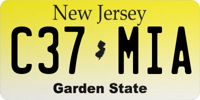 NJ license plate C37MIA