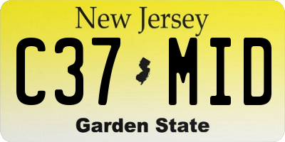 NJ license plate C37MID