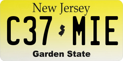 NJ license plate C37MIE