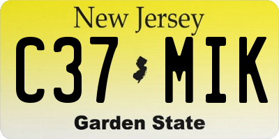 NJ license plate C37MIK