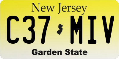 NJ license plate C37MIV