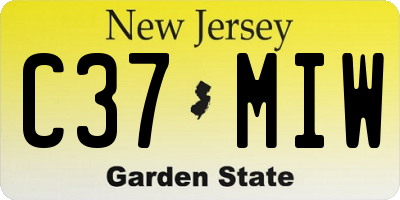 NJ license plate C37MIW