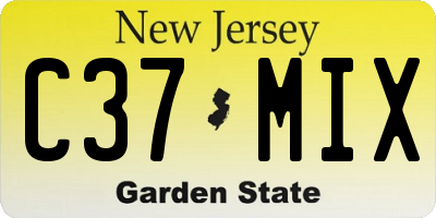 NJ license plate C37MIX