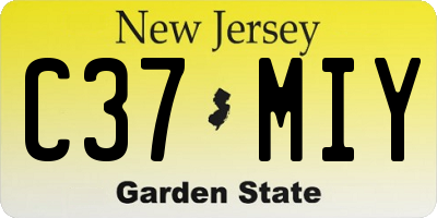 NJ license plate C37MIY