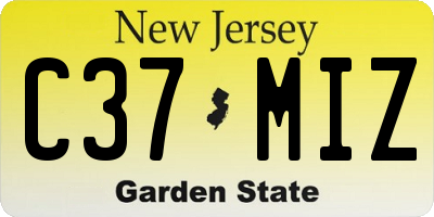 NJ license plate C37MIZ