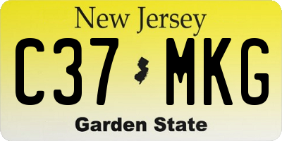NJ license plate C37MKG