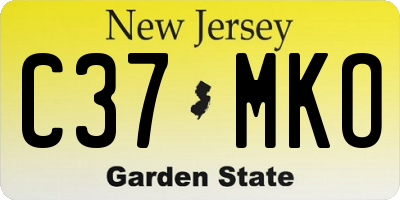 NJ license plate C37MKO