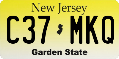 NJ license plate C37MKQ