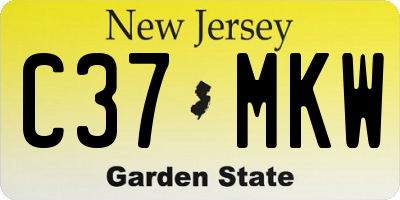 NJ license plate C37MKW