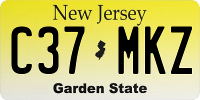 NJ license plate C37MKZ
