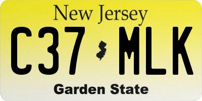 NJ license plate C37MLK