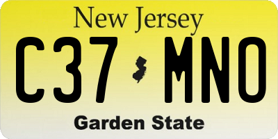 NJ license plate C37MNO