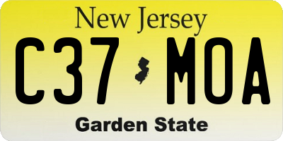 NJ license plate C37MOA