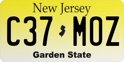 NJ license plate C37MOZ