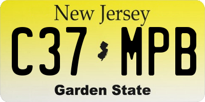 NJ license plate C37MPB