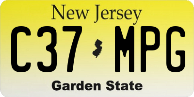 NJ license plate C37MPG