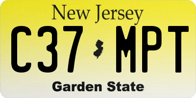 NJ license plate C37MPT