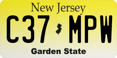NJ license plate C37MPW