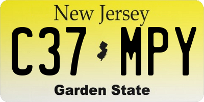 NJ license plate C37MPY