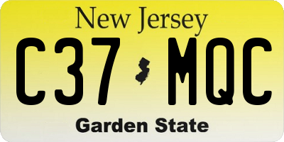 NJ license plate C37MQC