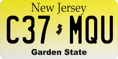 NJ license plate C37MQU