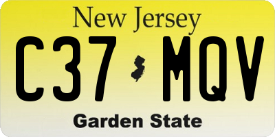 NJ license plate C37MQV