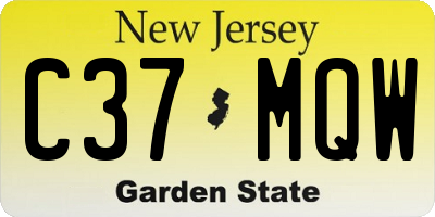 NJ license plate C37MQW