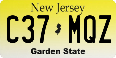 NJ license plate C37MQZ