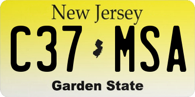 NJ license plate C37MSA