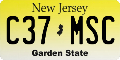 NJ license plate C37MSC