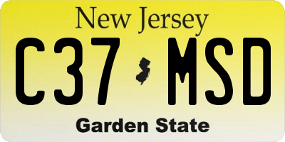 NJ license plate C37MSD