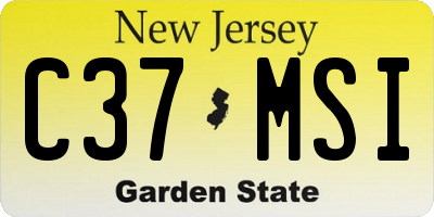 NJ license plate C37MSI