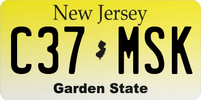 NJ license plate C37MSK