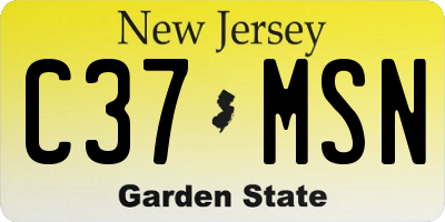 NJ license plate C37MSN